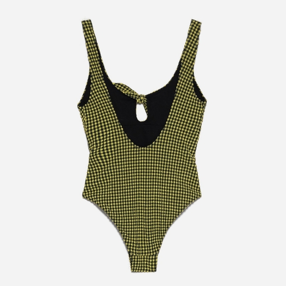 Zara yellow and black gingham bathing suit size small - Picture 6 of 12
